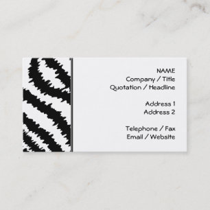 Tarjeta De Visita Modelo negro del estampado de zebra