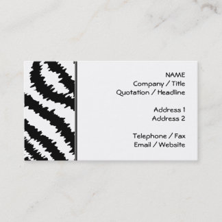 Tarjeta De Visita Modelo negro del estampado de zebra
