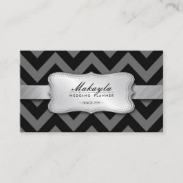 Tarjeta De Visita Modelo negro y gris elegante de Chevron
