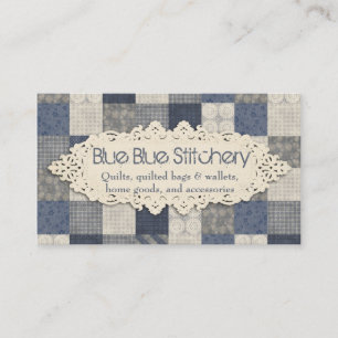 Tarjeta De Visita Modelo poner crema azul del quilter del falso dril