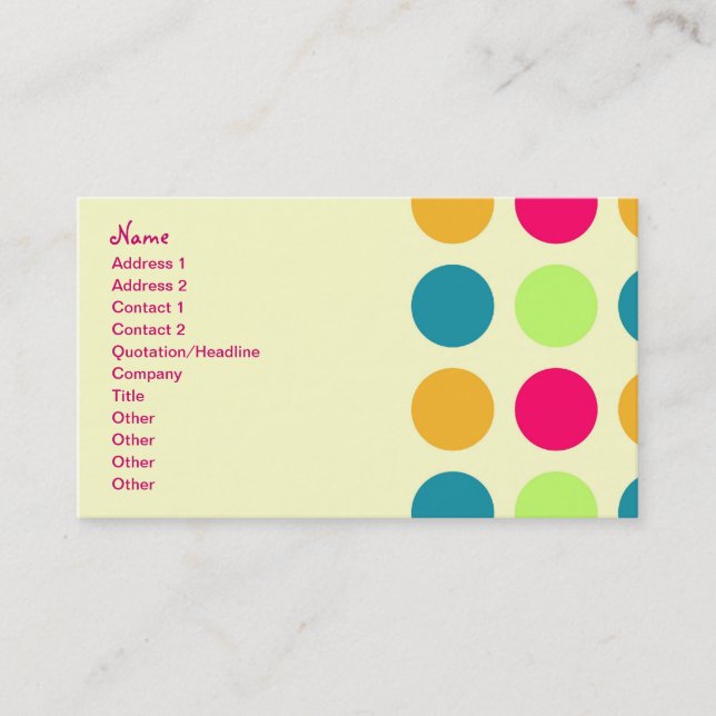 Tarjeta De Visita Modelo punteado del caramelo retro del negocio (Anverso)