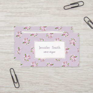 Tarjeta De Visita Modelo retro floral de la primavera