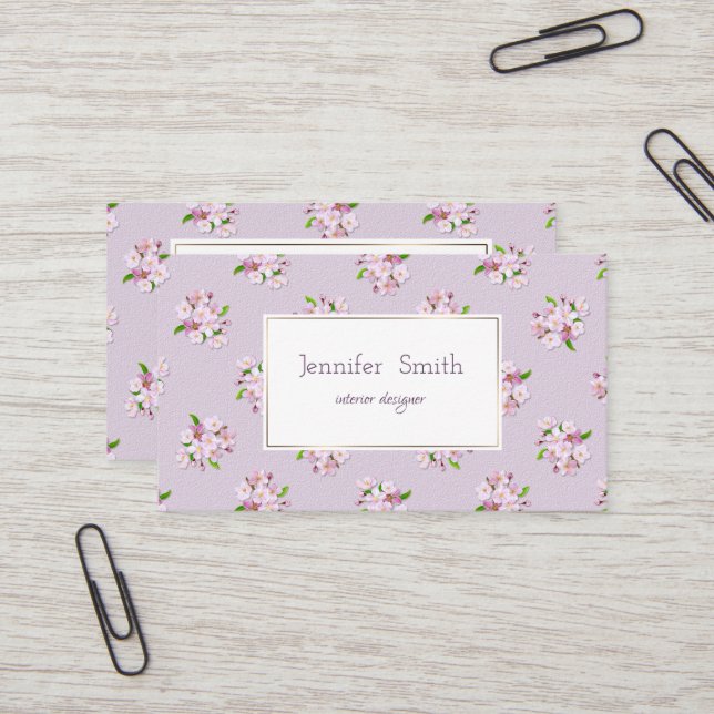 Tarjeta De Visita Modelo retro floral de la primavera (Anverso/Reverso In Situ)