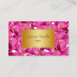 Tarjeta De Visita Modelo rosado de las amapolas florales. Texto