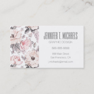 Tarjeta De Visita Modelo rosado y gris clásico