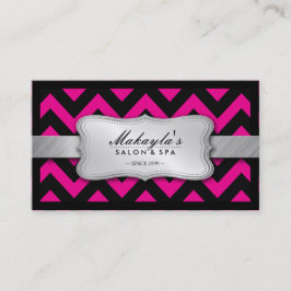 Tarjeta De Visita Modelo rosado y negro magenta elegante de Chevron