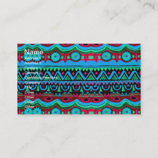 Tarjeta De Visita Modelo tribal azul rosado femenino de moda