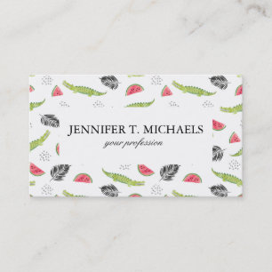 Tarjeta De Visita Modelo tropical de la sandía y del cocodrilo