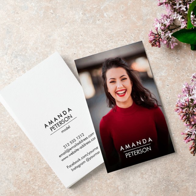 Tarjeta De Visita Modelos de actor Dancer Photo Transparent Gradient (FULL FRAME PHOTO VERTICAL BUSINESS CARD PROFESSIONAL)