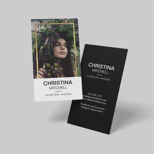 Tarjeta De Visita Modelos y actores foto foto foto falsa marco dorad (Subido por el creador)