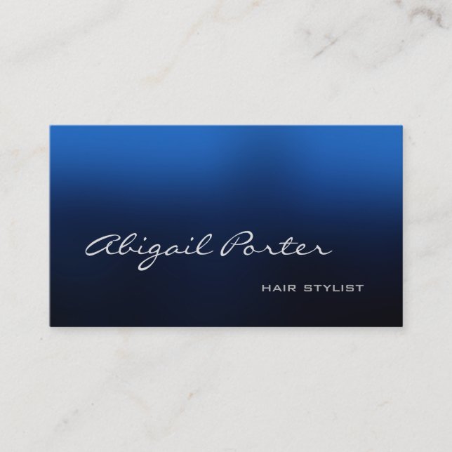 Tarjeta De Visita Moden Blue HandWriting Script Hair Stylist (Anverso)