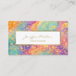 Tarjeta De Visita Modern Abstract Glitter Floral Monogram Design    