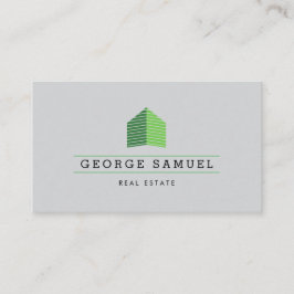 Tarjeta De Visita Modern Abstract Green Home Logo Realtor Ash-Black