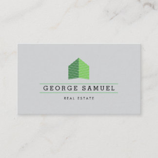 Tarjeta De Visita Modern Abstract Green Home Logo Realtor Ash-Black