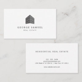 Tarjeta De Visita Modern Abstract Home Logo Realtor Black and White