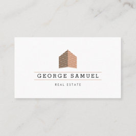 Tarjeta De Visita Modern Abstract Home Logo Realtor Golden Monogram