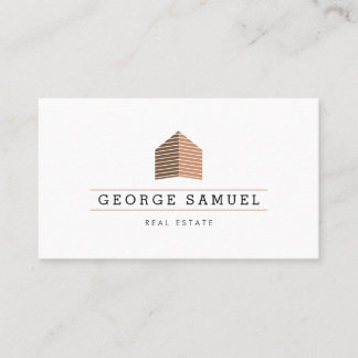 Tarjeta De Visita Modern Abstract Home Logo Realtor Golden Monogram