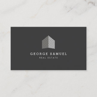 Tarjeta De Visita Modern Abstract Home Logo Realtor Gray White