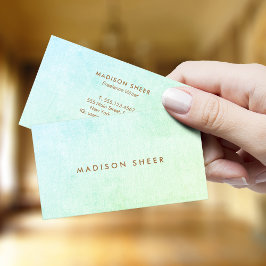 Tarjeta De Visita Modern Aqua Green Ombre Gradient Linen 