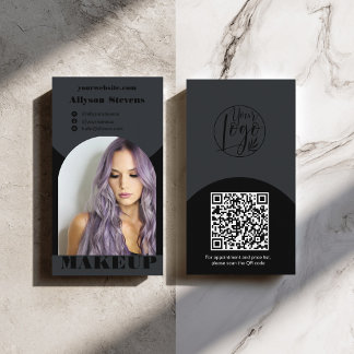 Tarjeta De Visita Modern arch makeup black photo qr code logo