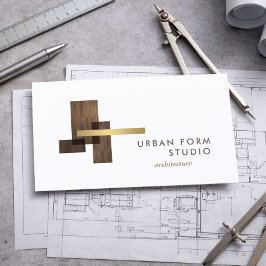 Tarjeta De Visita Modern Architect Wood Logo