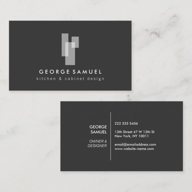 Tarjeta De Visita Modern Architectural Blocks Logo II White/Gray (Anverso / Reverso)