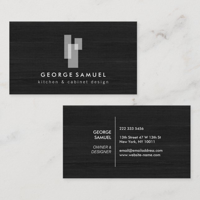 Tarjeta De Visita Modern Architectural Blocks Logo II White/Gray  (Anverso / Reverso)