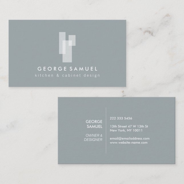 Tarjeta De Visita Modern Architectural Blocks Logo II White/Slate  (Anverso / Reverso)