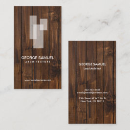 Tarjeta De Visita Modern Architectural Blocks Logo White/Rustic Wood