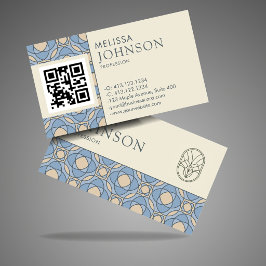 Tarjeta De Visita Modern Art Deco Pattern QR Code Business Card
