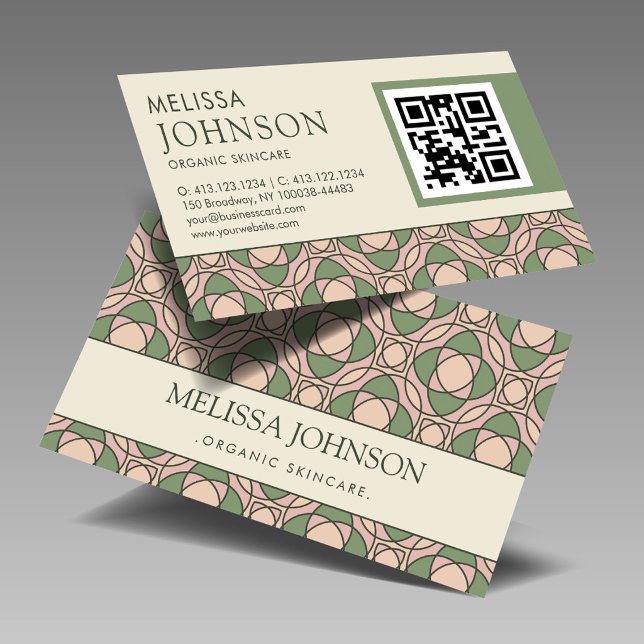 Tarjeta De Visita Modern Art Nouveau Botanical QR (Subido por el creador)