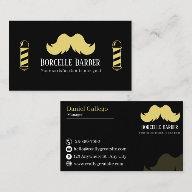 Tarjeta De Visita Modern Barber Business Card (Anverso / Reverso)