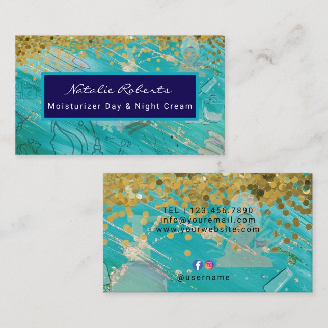 Tarjeta De Visita  Modern Beauty Salon Moisturizer Day/Night Cream (Anverso / Reverso)