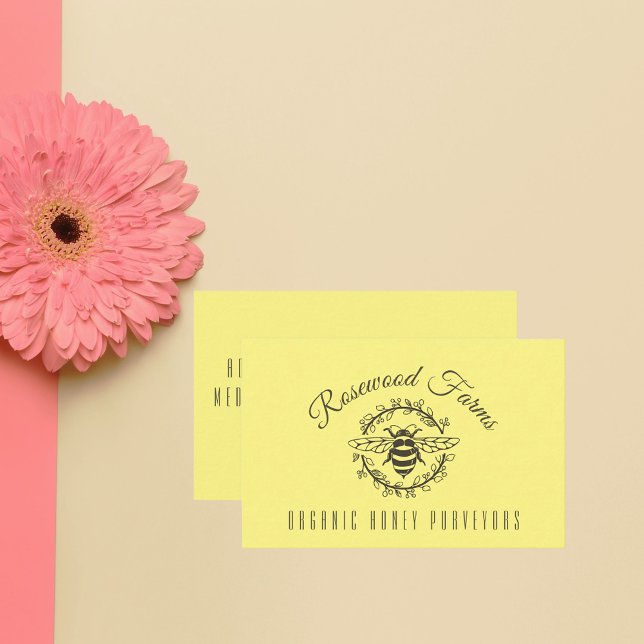 Tarjeta De Visita Modern Bee Wreath (Subido por el creador)