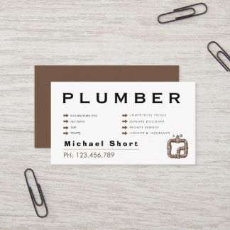 Tarjeta De Visita Modern Black & Brown Plumber