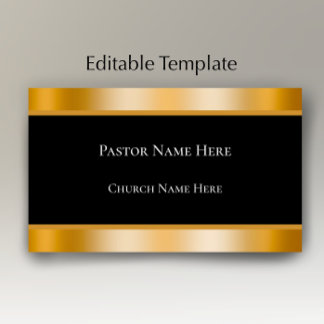 Tarjeta De Visita Modern Black & Gold Custom Text Church Pastor 