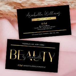 Tarjeta De Visita Modern Black & Gold Lash Beauty Salon Aesthetician