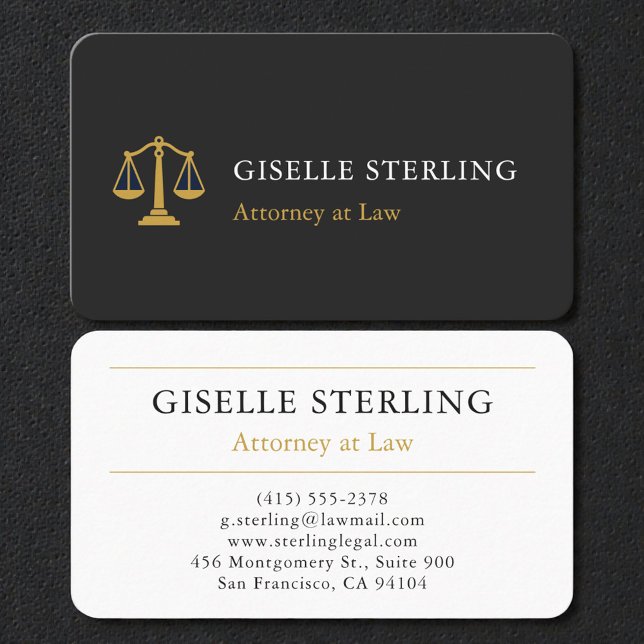 Tarjeta De Visita Modern Black & Gold Lawyer (Subido por el creador)