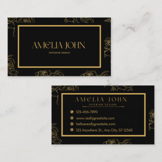 Tarjeta De Visita Modern Black Gold Professional Business Card