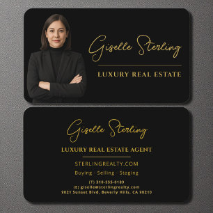 Tarjeta De Visita Modern Black Gold Real Estate Luxury