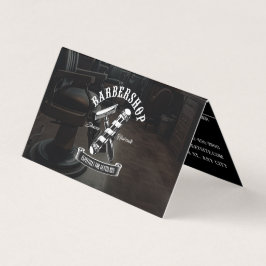Tarjeta De Visita Modern Black Hair Stylist Barbershop Folded