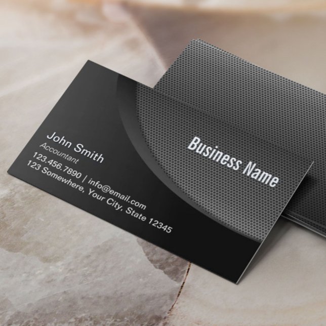 Tarjeta De Visita Modern Black Metal Mesh Accountant (Subido por el creador)