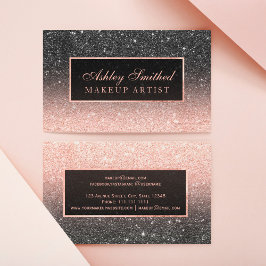 Tarjeta De Visita Modern black rose gold glitter chic ombre makeup