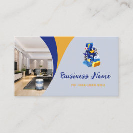 Tarjeta De Visita Modern Blue Cleaning Service Housekeeper Maid