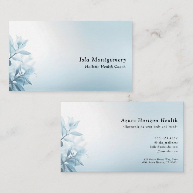 Tarjeta De Visita Modern Blue Flower (Anverso / Reverso)
