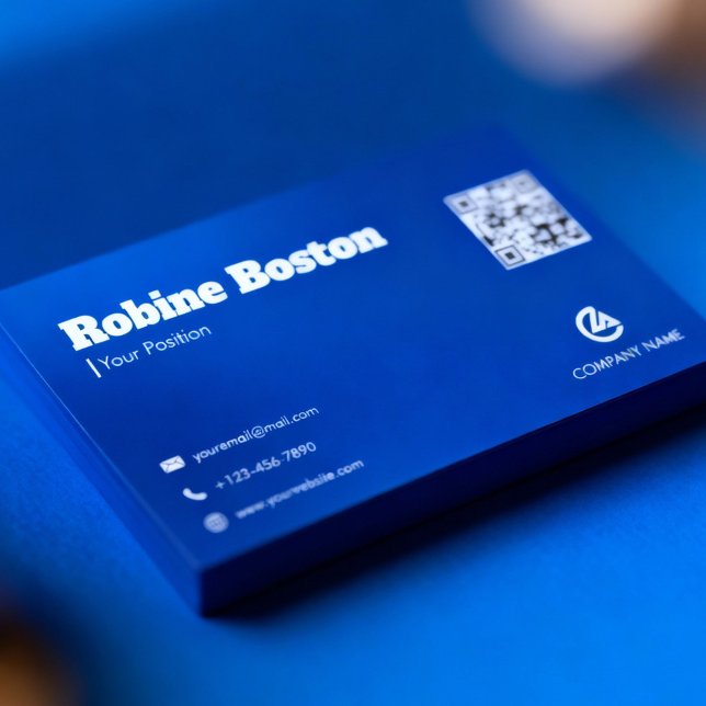 Tarjeta De Visita Modern Blue Gradient Business Card with QR Code (Subido por el creador)