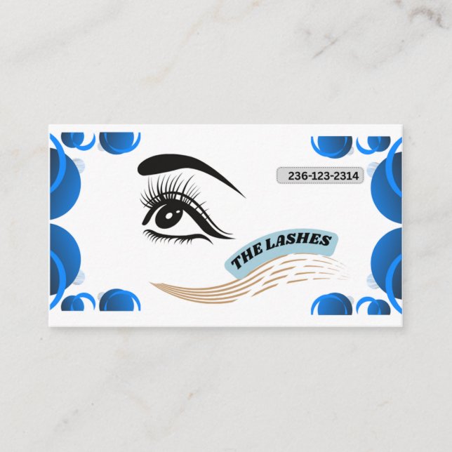 Tarjeta De Visita Modern Blue Minimalist Eye Illustration Lash  (Anverso)