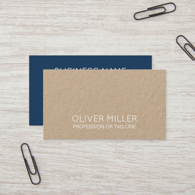 Tarjeta De Visita Modern Blue Minimalist Kraft Consultant (Anverso/Reverso In Situ)