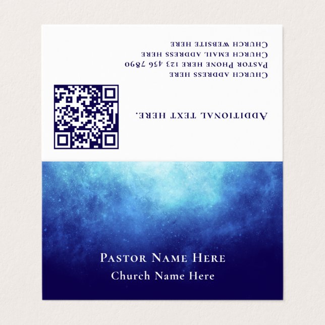 Tarjeta De Visita Modern Blue Nebula Custom QR Code Professional (Exterior desplegado)