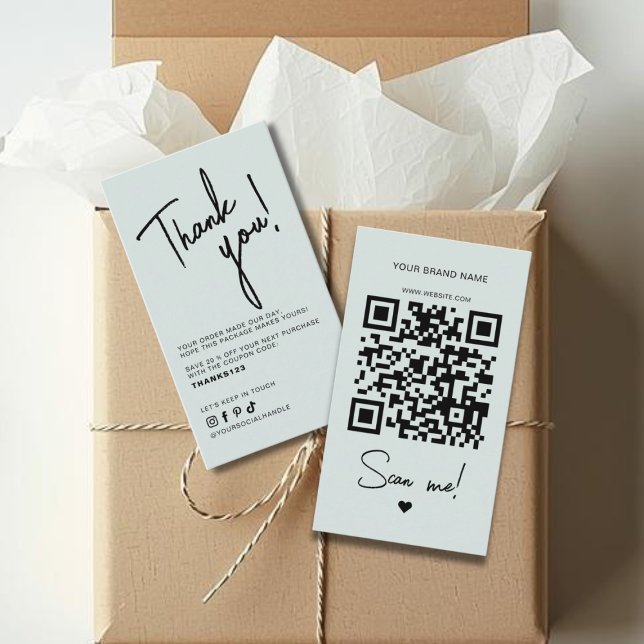 Tarjeta De Visita Modern blue order thank you QR code (Subido por el creador)